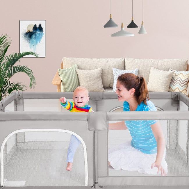 360° Visible Baby Playpen with Mat and Breathable Mesh