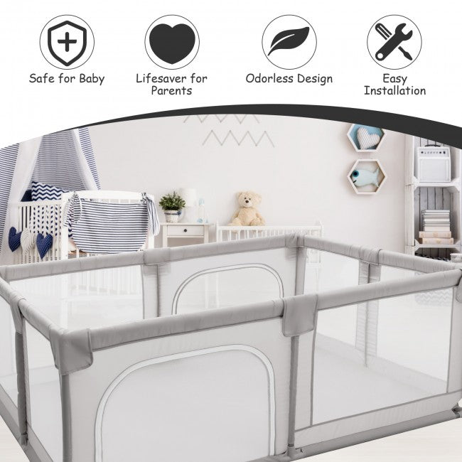 360° Visible Baby Playpen with Mat and Breathable Mesh