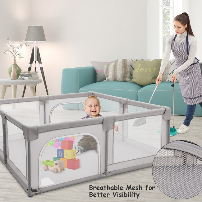 360° Visible Baby Playpen with Mat and Breathable Mesh