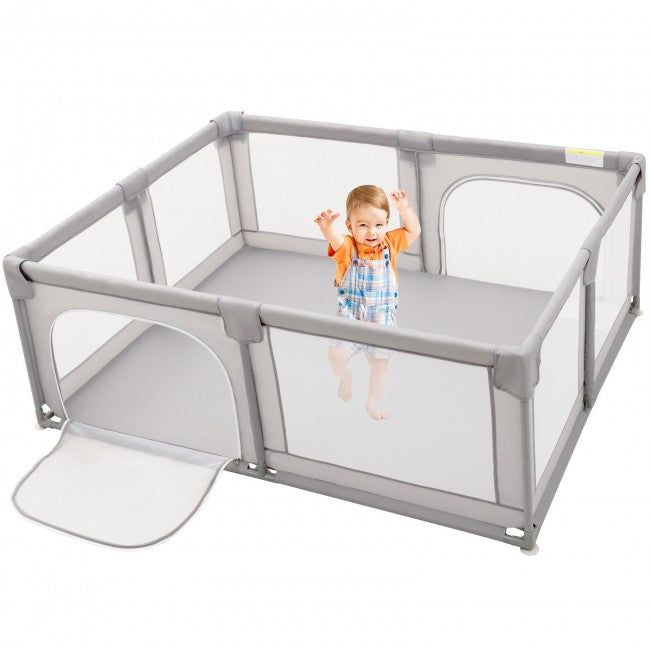 360° Visible Baby Playpen with Mat and Breathable Mesh