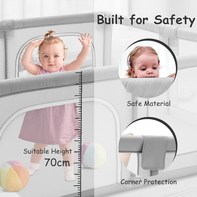 360° Visible Baby Playpen with Mat and Breathable Mesh