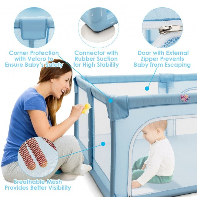 360° Visible Baby Playpen with Mat and Breathable Mesh