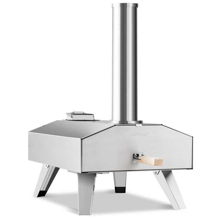 Portable Stainless Steel Outdoor Pizza Oven with Foldable Legs and 12 Inch Pizza Stone