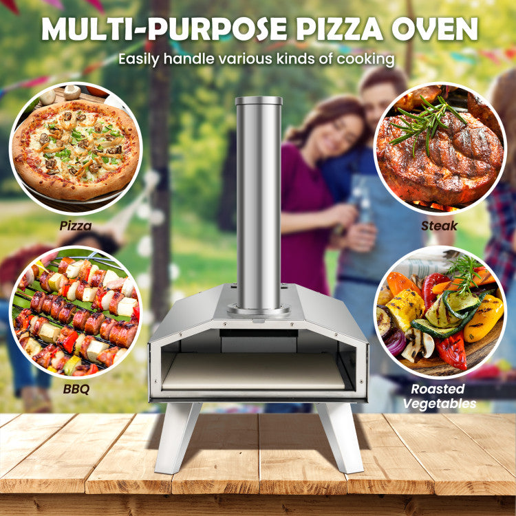 Portable Stainless Steel Outdoor Pizza Oven with Foldable Legs and 12 Inch Pizza Stone