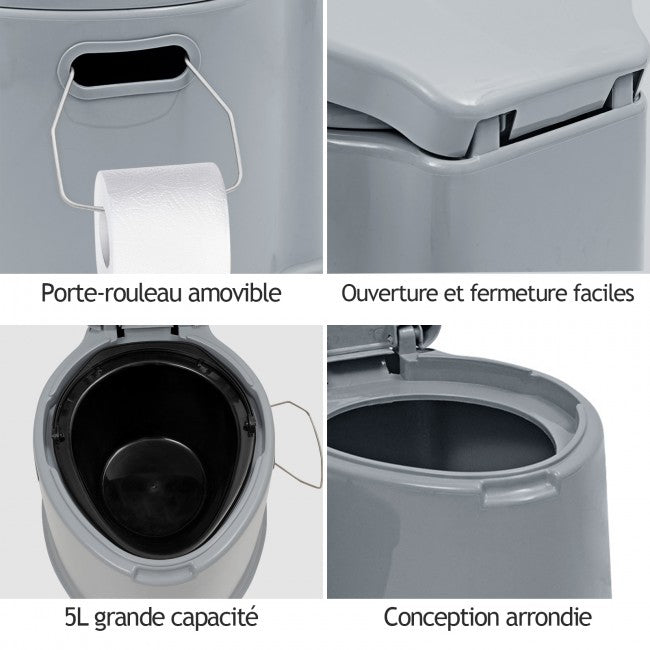 Portable Travel Toilet with Paper Holder for Outdoor Camping