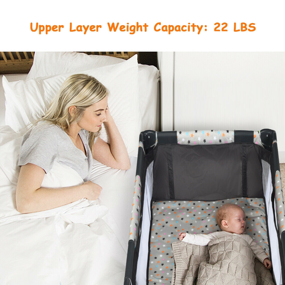 Portable and Folding Baby Playpen with Mattress and Lockable Wheels