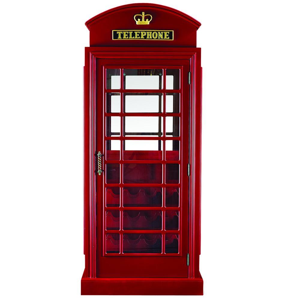 RAM Game Room Old English Telephone Booth Bar Cabinet in Red - ElitePlayPro