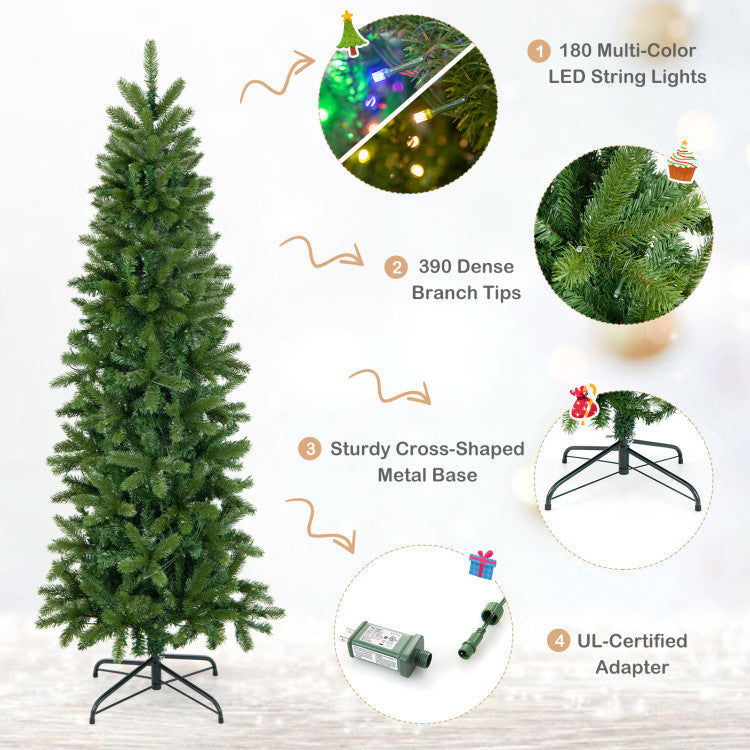 Realistic Pencil Christmas Tree with  180 Dual-color LED lights