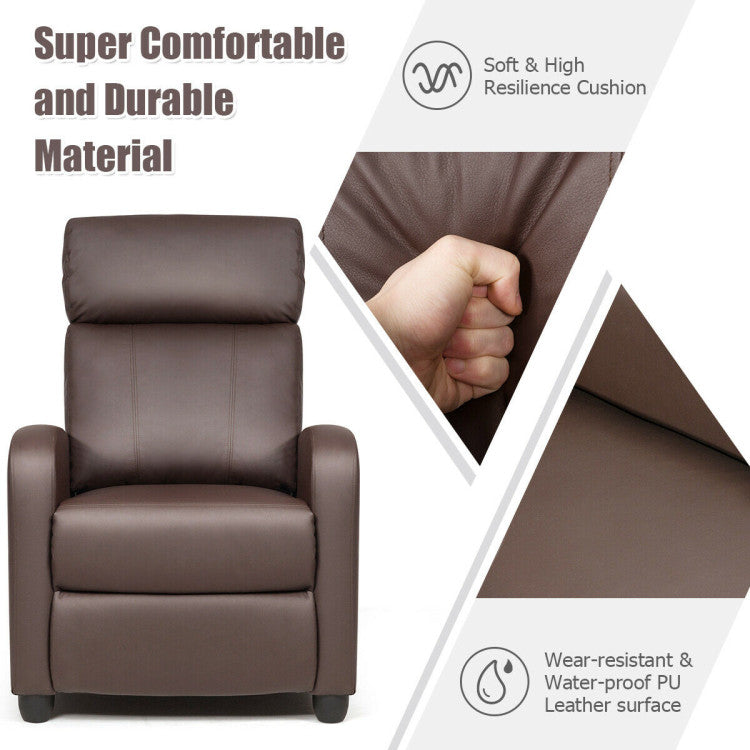 Recliner Massage Adjustable Wingback Single Chair with Side Pocket for Living Room