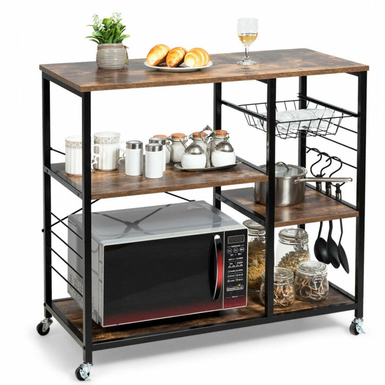 Industrial Kitchen Baker’s Storage Shelf with Rolling Wheels