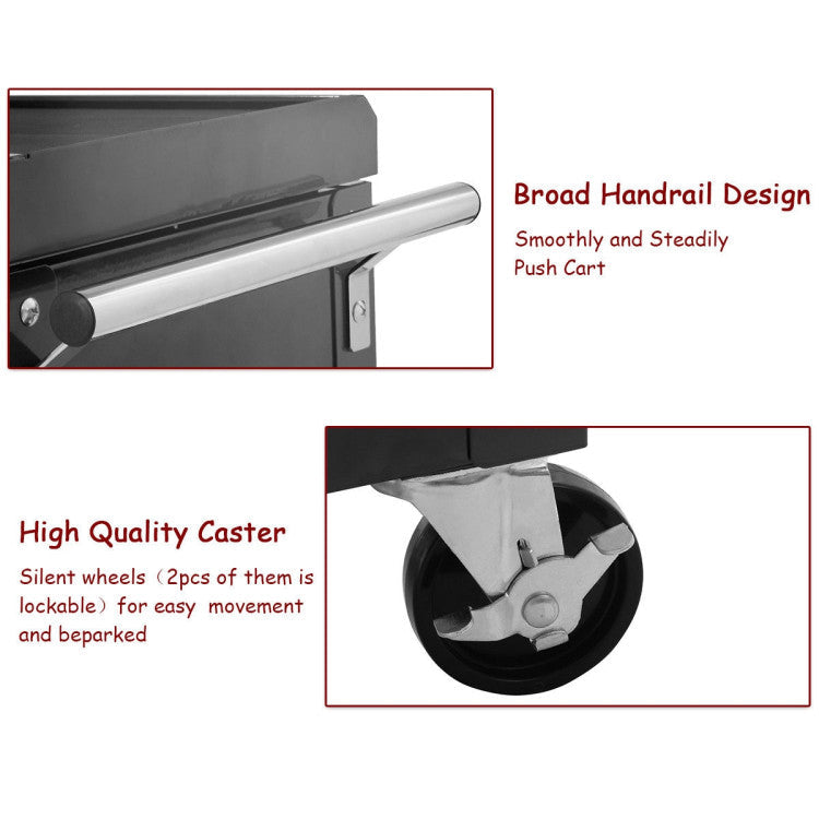 Rolling Mechanics Tool Cart Utility Storage Cabinet Organizer with 2 Drawers and Wheels