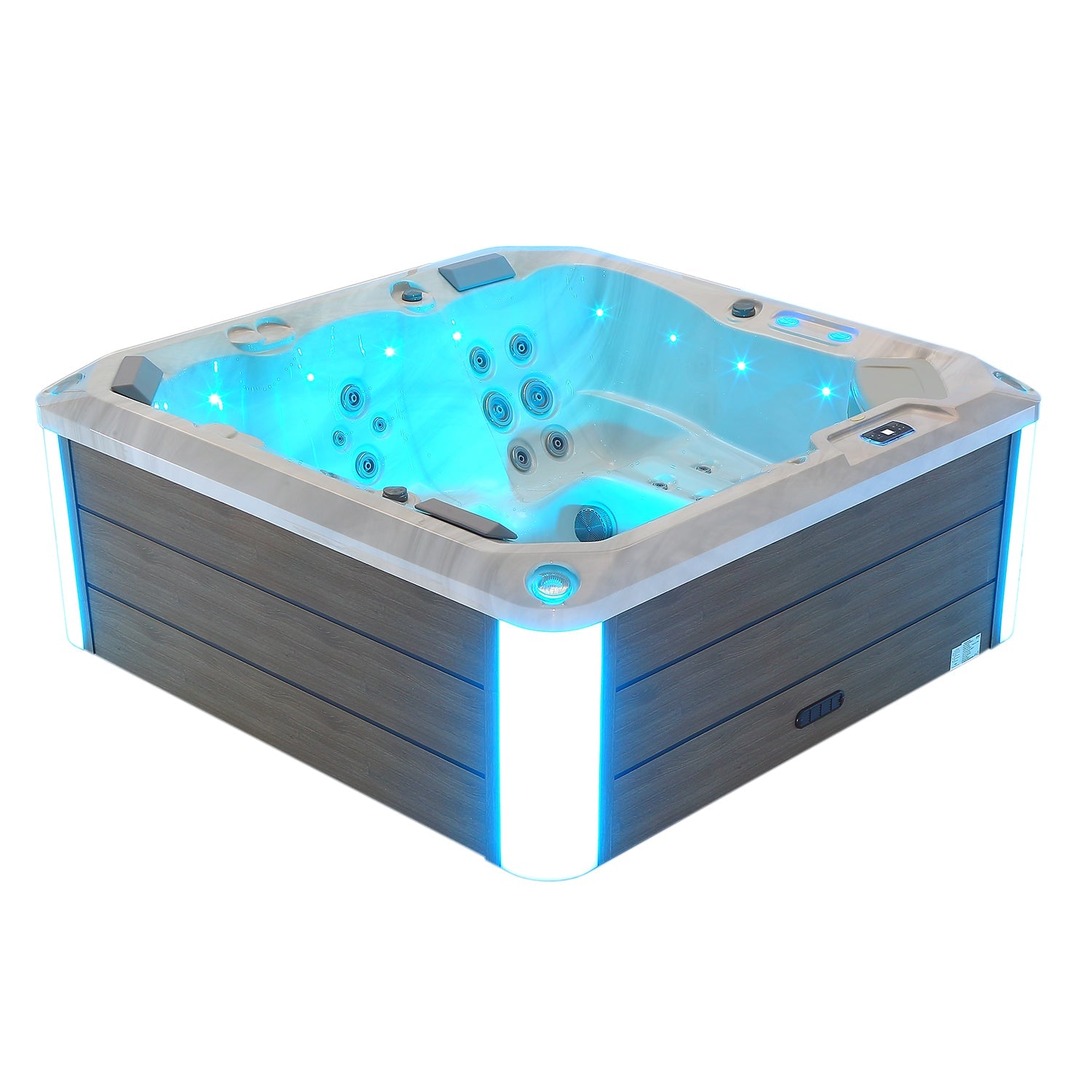 Freestanding Luxury 5-Person Square Outdoor  Hot Tub - ElitePlayPro