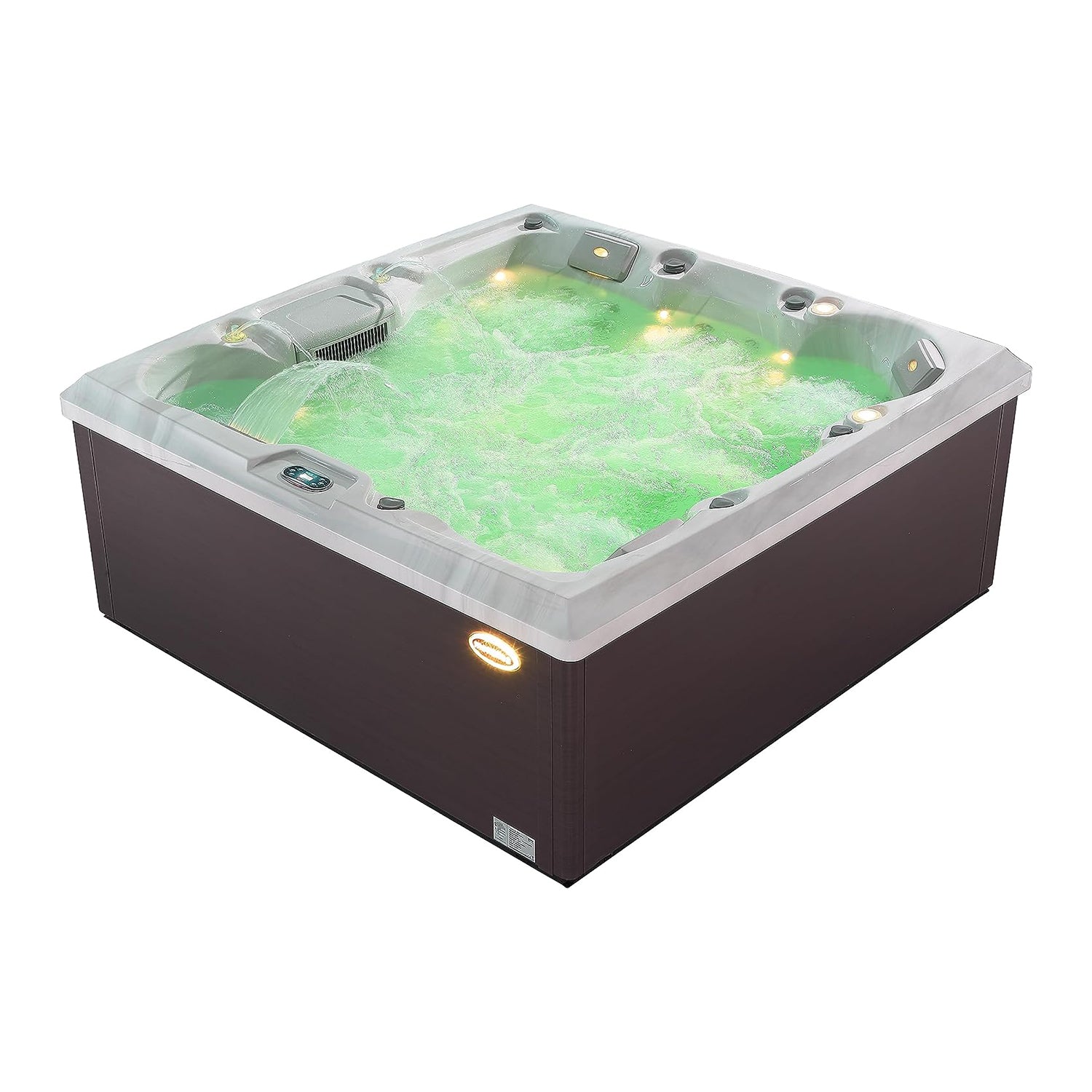 Freestanding Luxury 6-Person Square Outdoor Hot Tub - ElitePlayPro