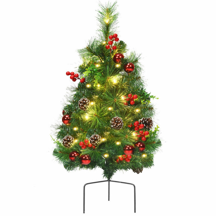 Set of 2 29 Inch Battery Powered Pre-lit Pathway Holiday Christmas Trees