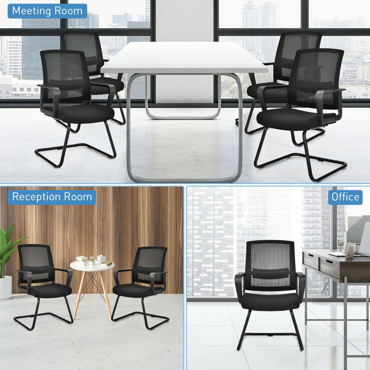 Set of 2 Conference Office Chairs with Lumbar Support for Home and Office