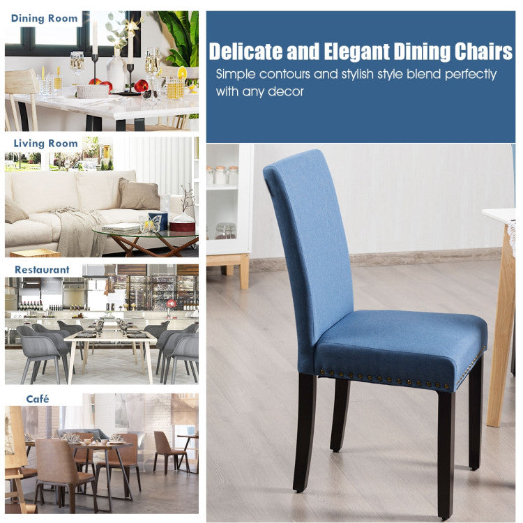 Set of 2  Ergonomic Design Fabric Upholstered  Dining Chairs with Nailhead for Kitchen