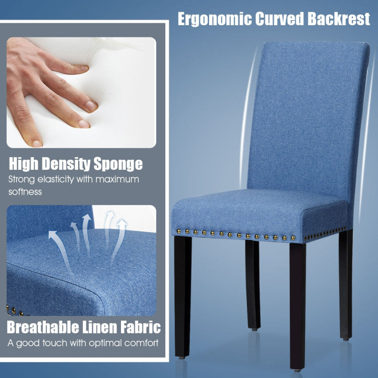 Set of 2  Ergonomic Design Fabric Upholstered  Dining Chairs with Nailhead for Kitchen