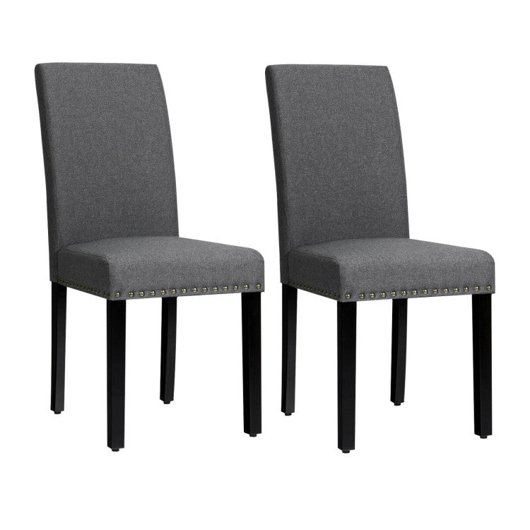 Set of 2  Ergonomic Design Fabric Upholstered  Dining Chairs with Nailhead for Kitchen