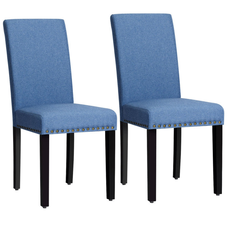 Set of 2  Ergonomic Design Fabric Upholstered  Dining Chairs with Nailhead for Kitchen