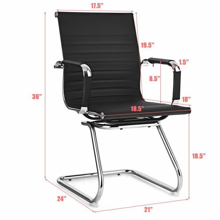 Set of 2 Heavy Duty Conference Chair with  Metal Base