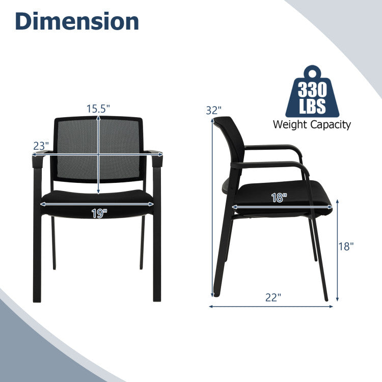 Set of 2 Stackable Meeting Chairs with Padded Seat for Reception Room and Office