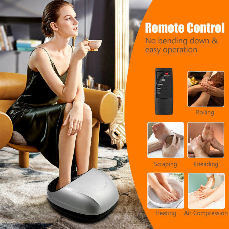 Shiatsu Foot Massager with Heat Kneading Rolling Scraping and Remote Control