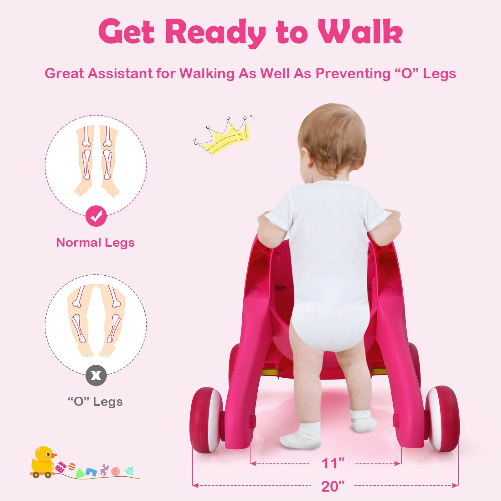 Sit-to-Stand Toddler Learning Walker with Kid Toys, Lights and Sounds