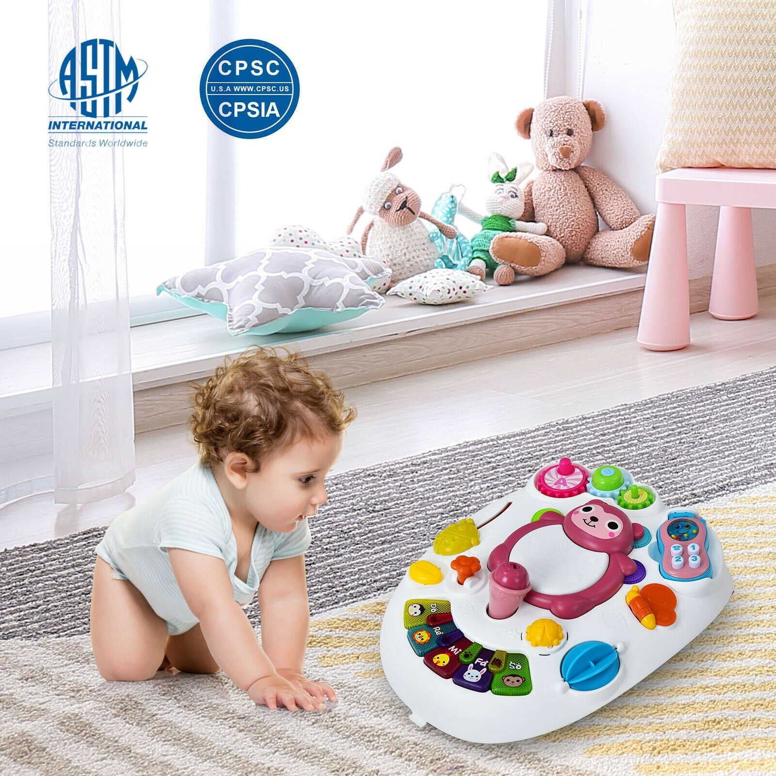 Sit-to-Stand Toddler Learning Walker with Kid Toys, Lights and Sounds