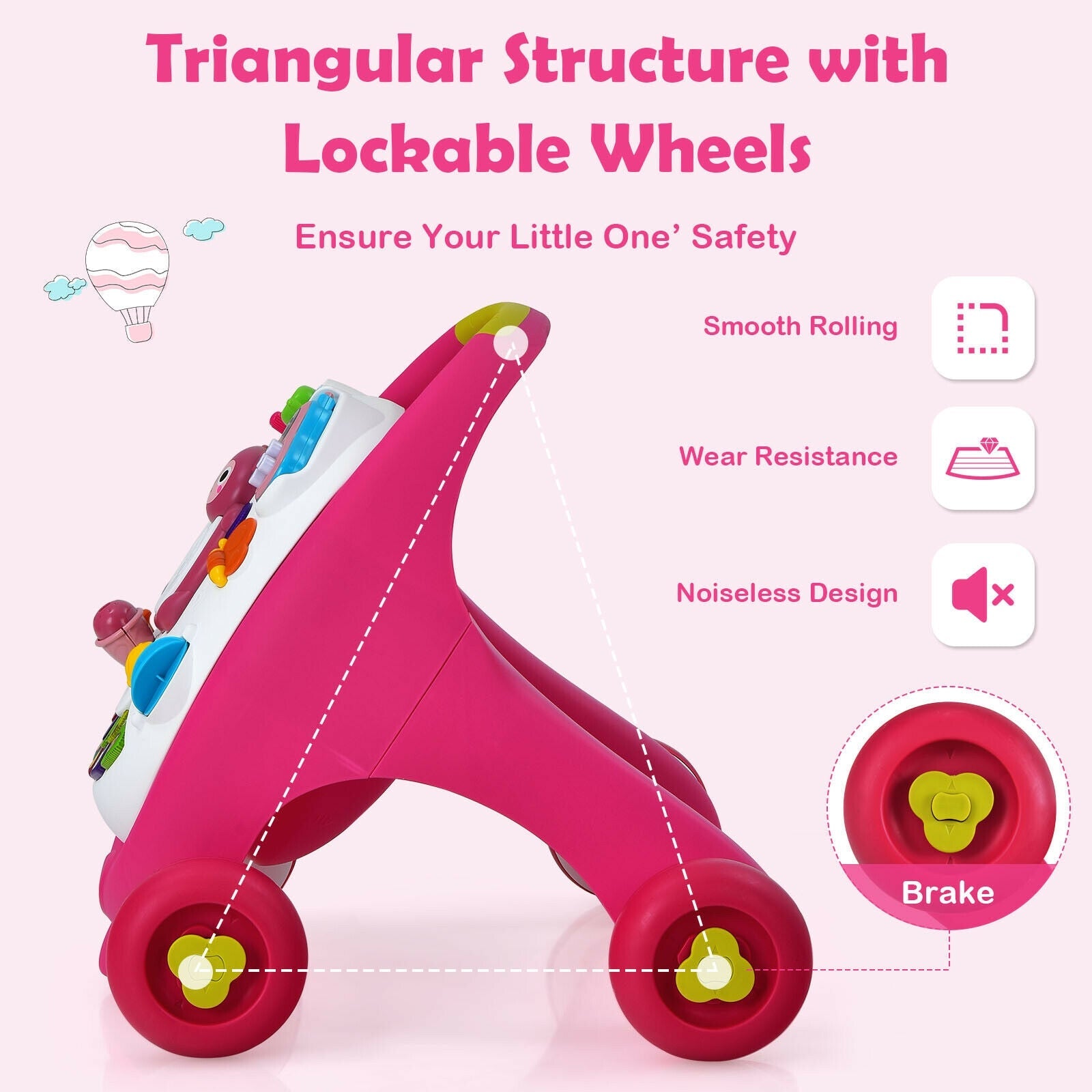 Sit-to-Stand Toddler Learning Walker with Kid Toys, Lights and Sounds