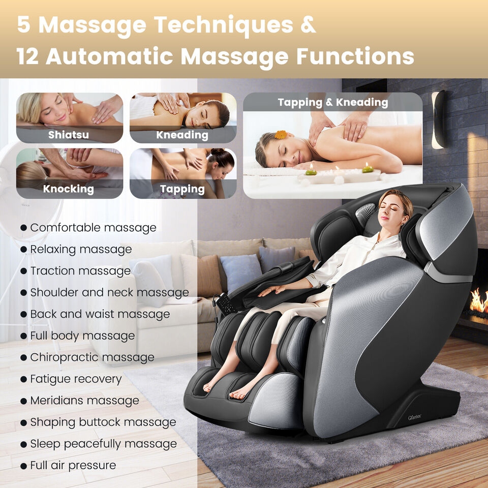 Full Body Zero Gravity Shiatsu Massage Chair with Built-In Heat Therapy System