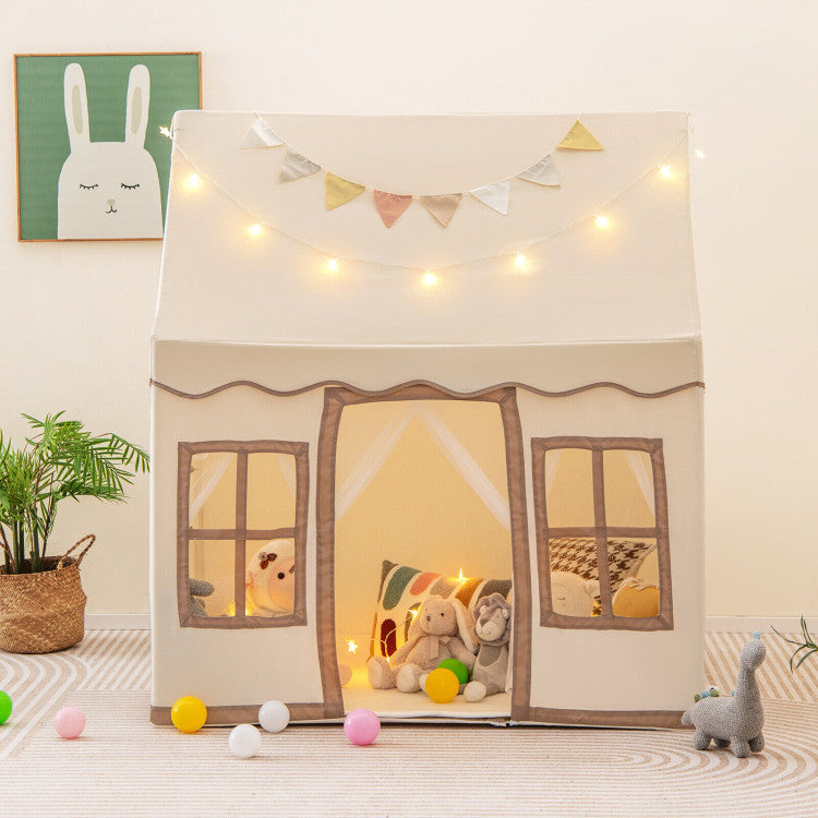 Toddler Large Playhouse with Star String Lights for Reading and Napping