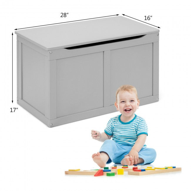 Wooden Chest Organizer Kid Toys Storage Box with Safety Hinge