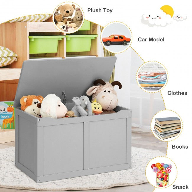 Wooden Chest Organizer Kid Toys Storage Box with Safety Hinge