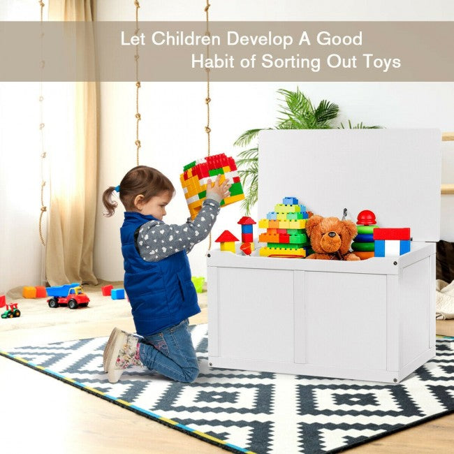 Wooden Chest Organizer Kid Toys Storage Box with Safety Hinge