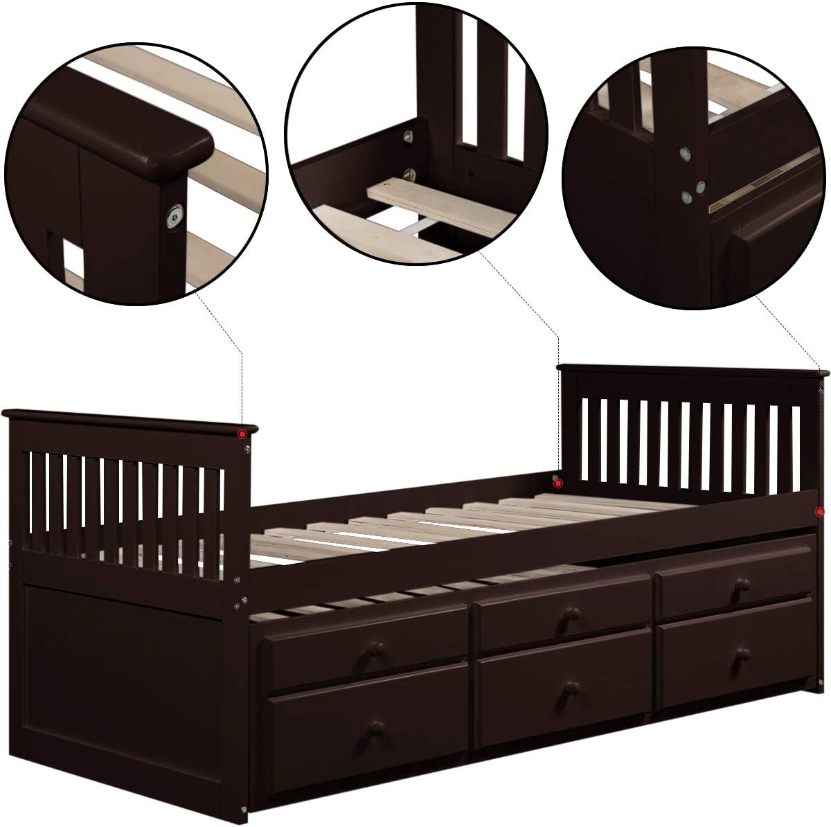 Twin Captain’s Bed Storage Daybed with Drawers