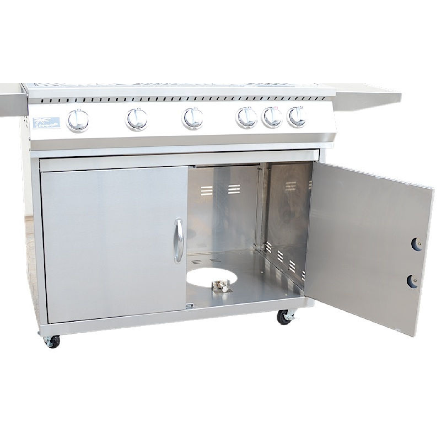 5 Burner 40 Inch Cart Model BBQ Grill With Locking Casters 304 Stainless Steel - ElitePlayPro