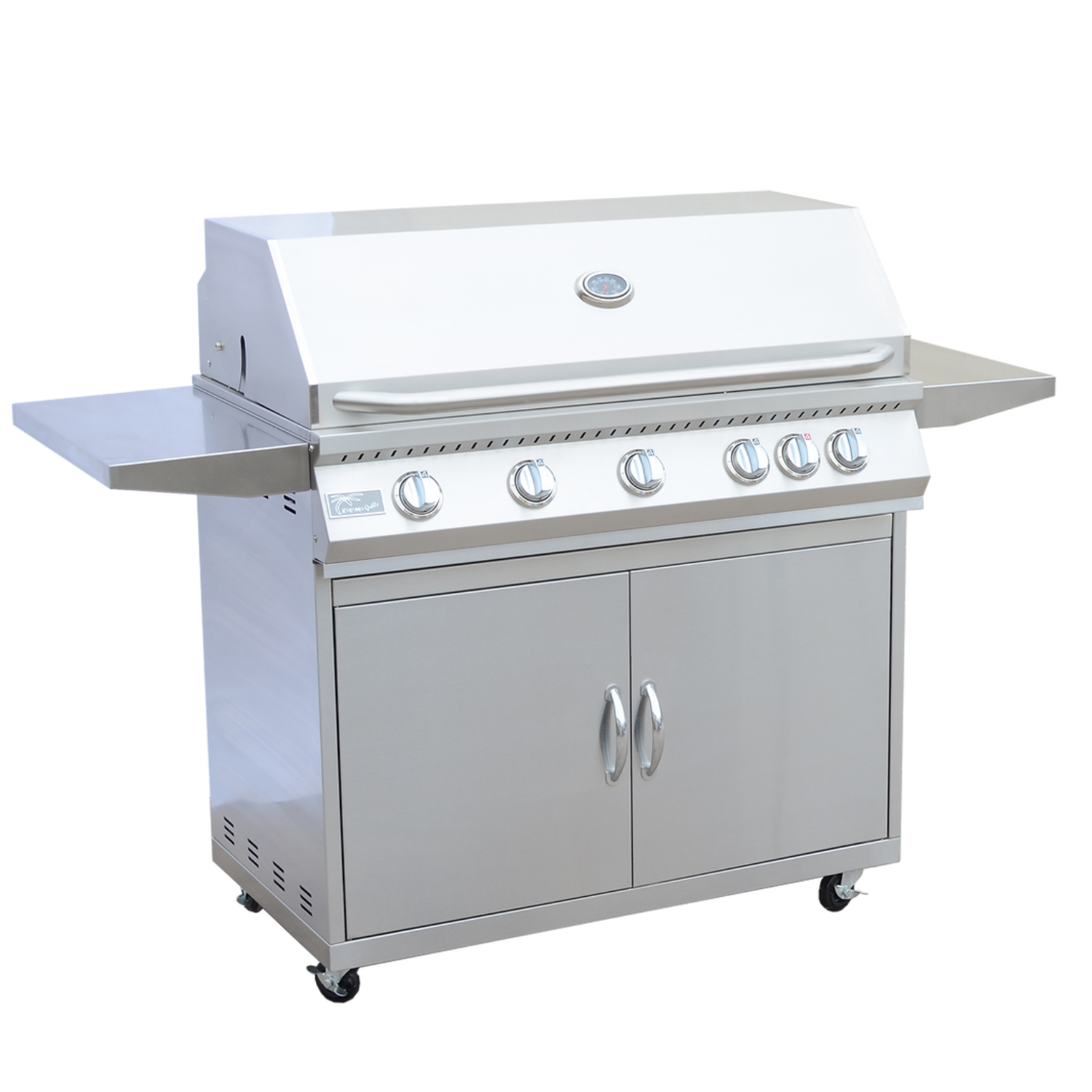 5 Burner 40 Inch Cart Model BBQ Grill With Locking Casters 304 Stainless Steel - ElitePlayPro