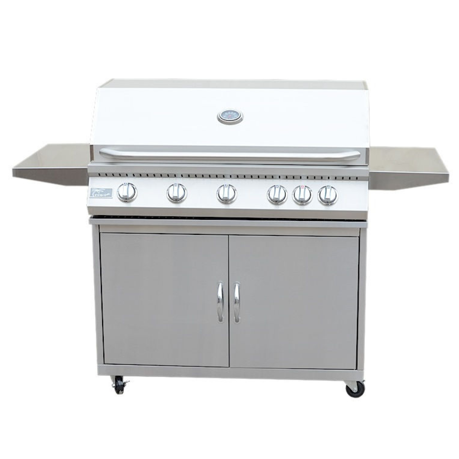 5 Burner 40 Inch Cart Model BBQ Grill With Locking Casters 304 Stainless Steel - ElitePlayPro