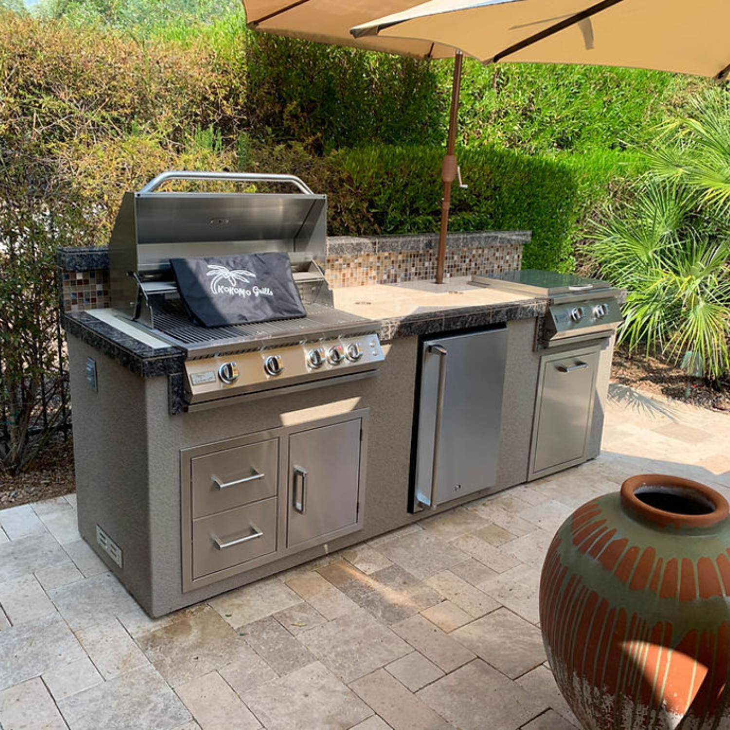 5 Burner Griddle Combo Drawer Fridge Outdoor Kitchen - ElitePlayPro