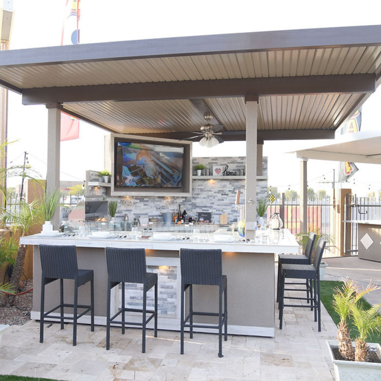 Best Outdoor Kitchen Bermuda BBQ Island with TV - ElitePlayPro