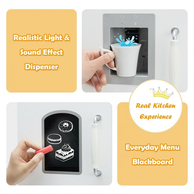 Kids Pretend Kitchen Cookware Playset with Water Dispenser