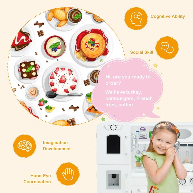Kids Pretend Kitchen Cookware Playset with Water Dispenser