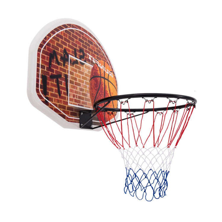 Wall Mounted Fan Backboard with Basketball Hoop and 2 Nets for Adults and Kids