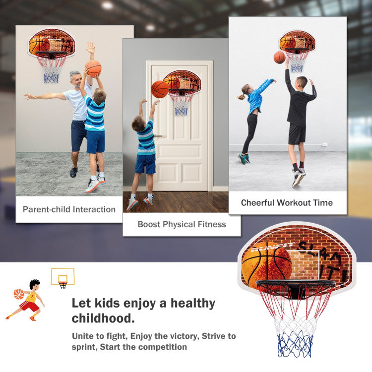 Wall Mounted Fan Backboard with Basketball Hoop and 2 Nets for Adults and Kids