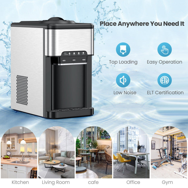 Water Cooler Dispenser with Built-in Ice Maker and 3 Temperature Settings