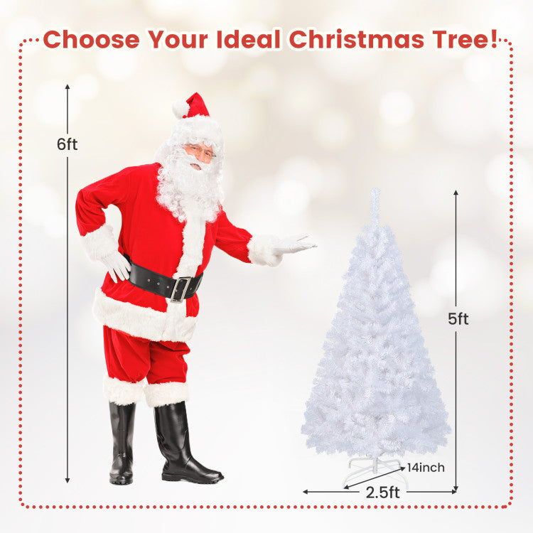 5/6/7/8ft White Christmas Tree with Metal Stand