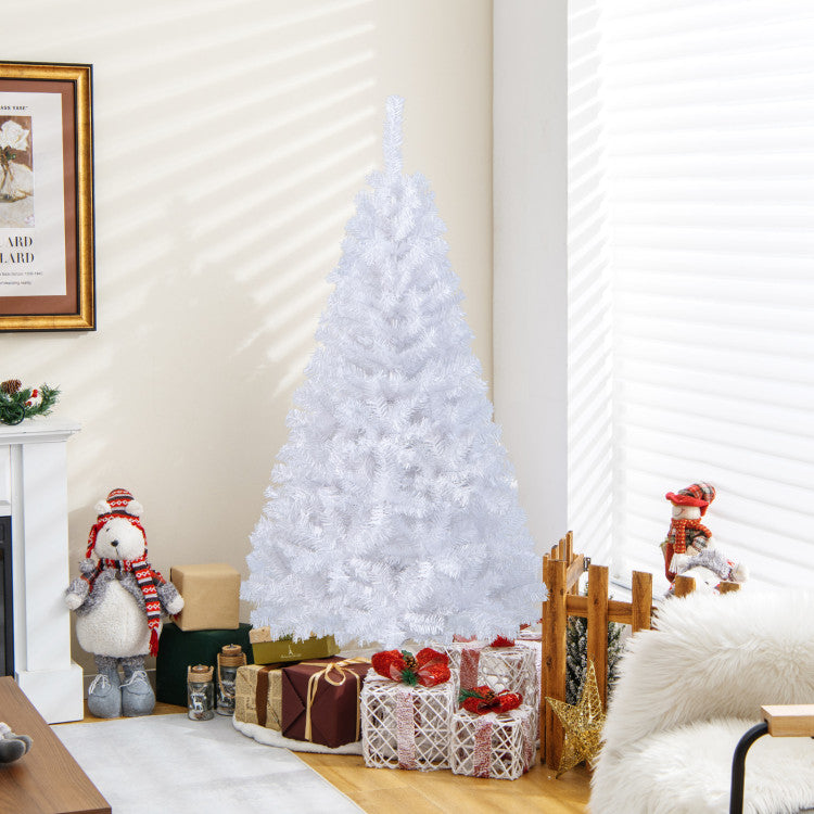 5/6/7/8ft White Christmas Tree with Metal Stand