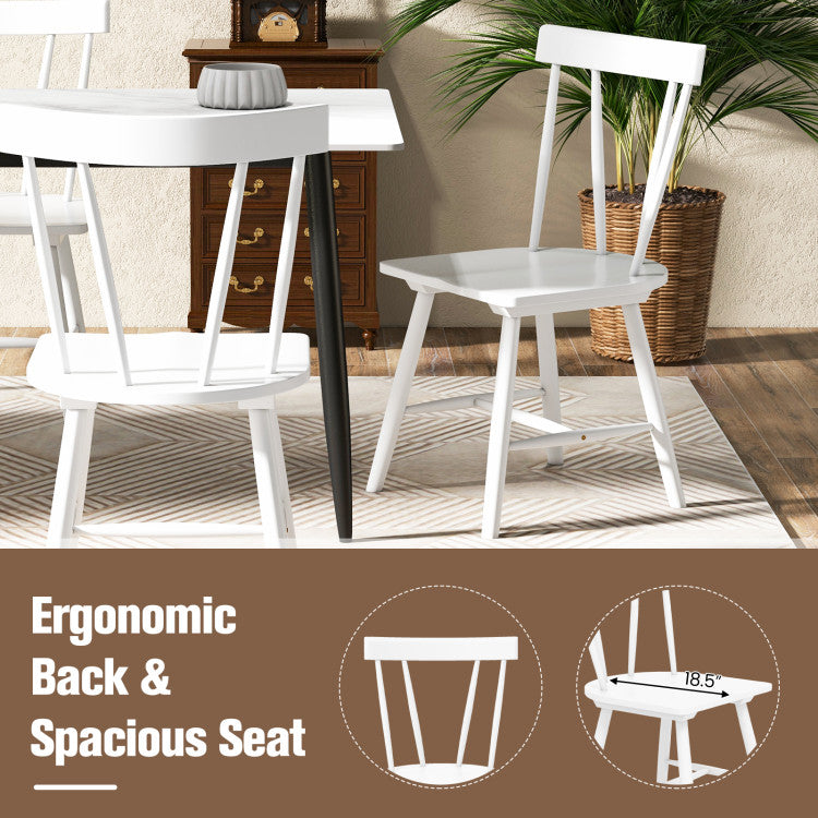 Windsor Style Armless Chairs with Solid Rubber Wood and Anti-slip Foot Pads