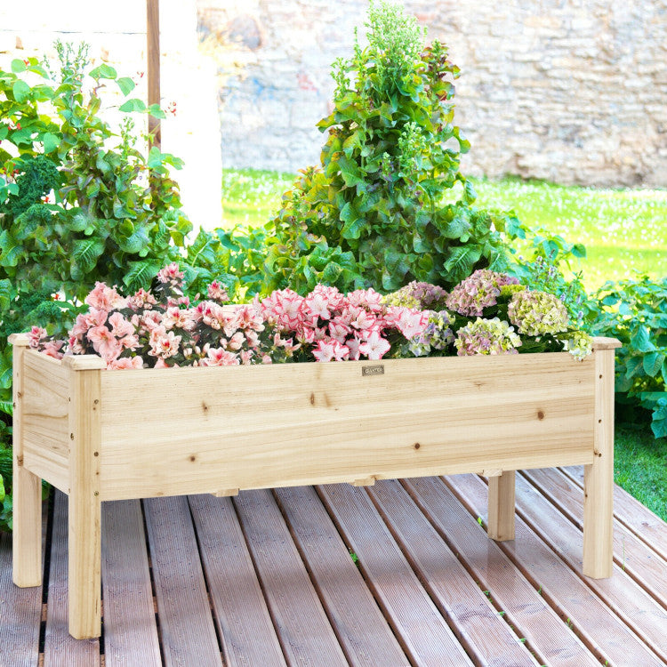 Wood Raised Garden Bed Elevated Planter Box for Vegetable Flower Herbs with Drainage Holes