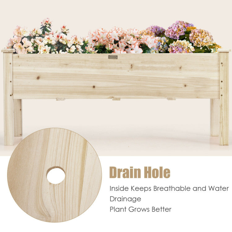 Wood Raised Garden Bed Elevated Planter Box for Vegetable Flower Herbs with Drainage Holes